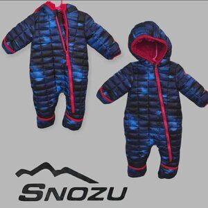 SNOZU 1 piece Winter Snowsuit Hooded Fold Over Mittens and Booties Infant 3/6 M